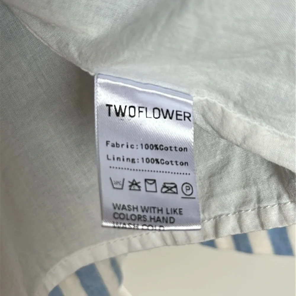 Blue and White Smocked and Striped Kids Dress 18M - Picture 3 of 4